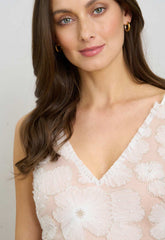 Gina Bacconi WHITE Eleni Beaded Soutache Maxi Dress