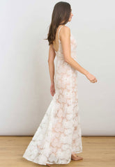 Gina Bacconi WHITE Eleni Beaded Soutache Maxi Dress