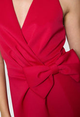 Gina Bacconi Red Elliana Bow Detail Midi Dress