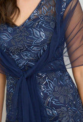 Gina Bacconi Navy Indy Maxi Dress With Matching Scarf