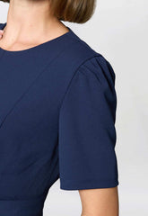 Gina Bacconi NAVY Mel Printed Sleeveless Midi Dress