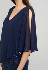 Gina Bacconi NAVY Leslie Embellished Maxi Dress
