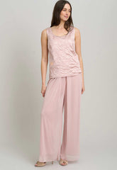 Gina Bacconi PINK Lorriane 3 Piece Jacquard Trouser Suit