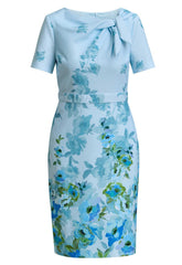 Gina Bacconi PERRI Nisha Tie Neck Border Print Dress