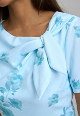 Gina Bacconi PERRI Nisha Tie Neck Border Print Dress