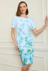 Gina Bacconi PERRI Nisha Tie Neck Border Print Dress