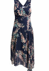 Gina Bacconi Navy India Chiffon Print Dress