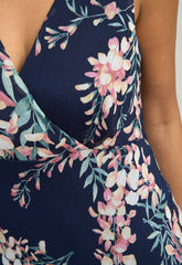 Gina Bacconi Navy India Chiffon Print Dress
