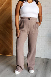 Hazel Blues® | Set Process Mineral Wash Waffle Knit Pants in Brown