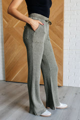 Hazel Blues® | Set Process Mineral Wash Waffle Knit Pants in Olive