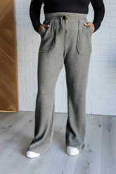 Hazel Blues® | Set Process Mineral Wash Waffle Knit Pants in Olive