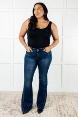 Hazel Blues® | Shannon Mid Rise Rhinestone Detail Flare Jeans