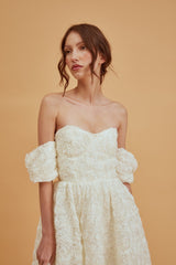 true Decadence Amelia Cream Jacquard Bardot Midaxi Skater Dress