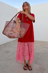 Red and Pink Cara T-Shirt Dress