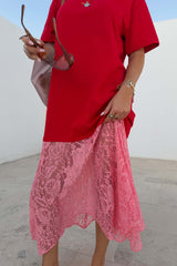 Red and Pink Cara T-Shirt Dress