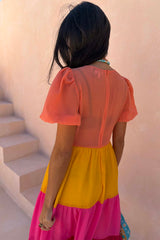 Tiered Orange and Pink Abigail Dress Petite