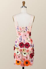 Black Floral Embroidery Tight Mini Dress with Straps