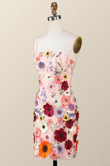 Black Floral Embroidery Tight Mini Dress with Straps