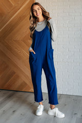 Hazel Blues® | Totally Me Spaghetti Strap Jumpsuit in Light Navy