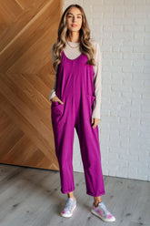 Hazel Blues® | Totally Me Spaghetti Strap Jumpsuit in Light Plum