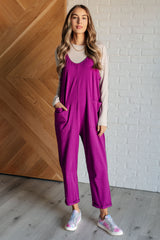 Hazel Blues® | Totally Me Spaghetti Strap Jumpsuit in Light Plum