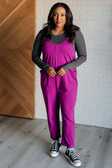 Hazel Blues® | Totally Me Spaghetti Strap Jumpsuit in Light Plum