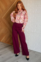 Hazel Blues® | Magic Wide Leg Pants in Wine