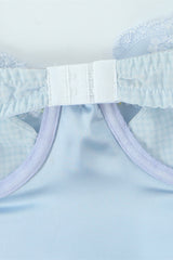 Blue Flower Embroidered A-line Short Dress