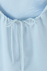 Blue Flower Embroidered A-line Short Dress
