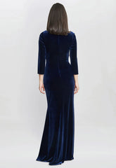 Gina Bacconi Navy Sophie Velvet Maxi Dress
