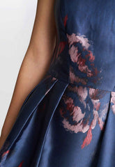 Gina Bacconi Navy Luisa Jacquard Dress
