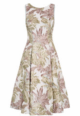 Gina Bacconi Taupe Alexandra Printed Jacuard Dress