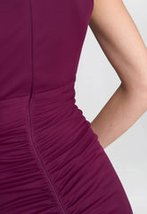 Gina Bacconi Wine Blanche Matte Jersey Dress With Neck Trim