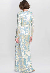 Gina Bacconi Sage Kamala Foil Maxi Dress