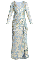 Gina Bacconi Sage Kamala Foil Maxi Dress
