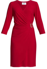 Gina Bacconi Red Tilda Jersey Dress With Embellished Buckle