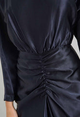 Gina Bacconi Navy Tara Satin Midi Dress