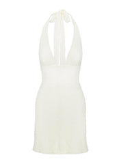 Youthful Spirit Halter Mini Dress Cream