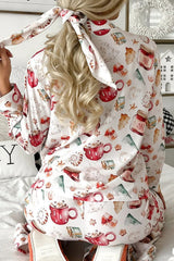 Hazel Blues® | Printed Collared Neck Top and Pants Lounge Set