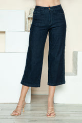 Hazel Blues® | Judy Blue Side Seam Braid Detail Crop Wide Leg Jeans