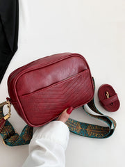 Hazel Blues® | Tassel PU Leather Printed Strap Cassette Crossbody Bag