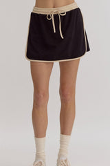 Hazel Blues® | Contrast Trim Round Neck Top and Skort Set