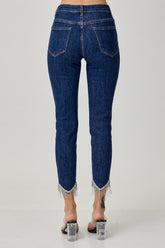 Hazel Blues® | RISEN Embellished Mid Rise Crop Skinny Jeans