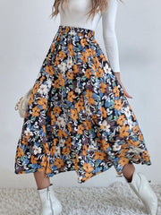 Hazel Blues® | Printed Elastic Waist Midi Skirt
