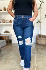 Hazel Blues® | Judy Blue High Waist Rigid Magic Heavy Destroy Straight Jeans