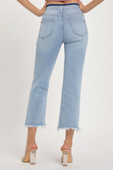 Hazel Blues® | RISEN High Rise Raw Edge Crop Jeans