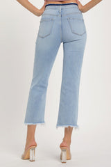 Hazel Blues® | RISEN High Rise Raw Edge Crop Jeans