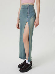 Hazel Blues® | Slit Denim Skirt with Zip