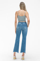 Hazel Blues® | bytos Raw Hem Distressed Mid Rise Crop Jeans