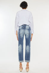 Hazel Blues® | Kancan High Rise Cuffed Straight Jeans